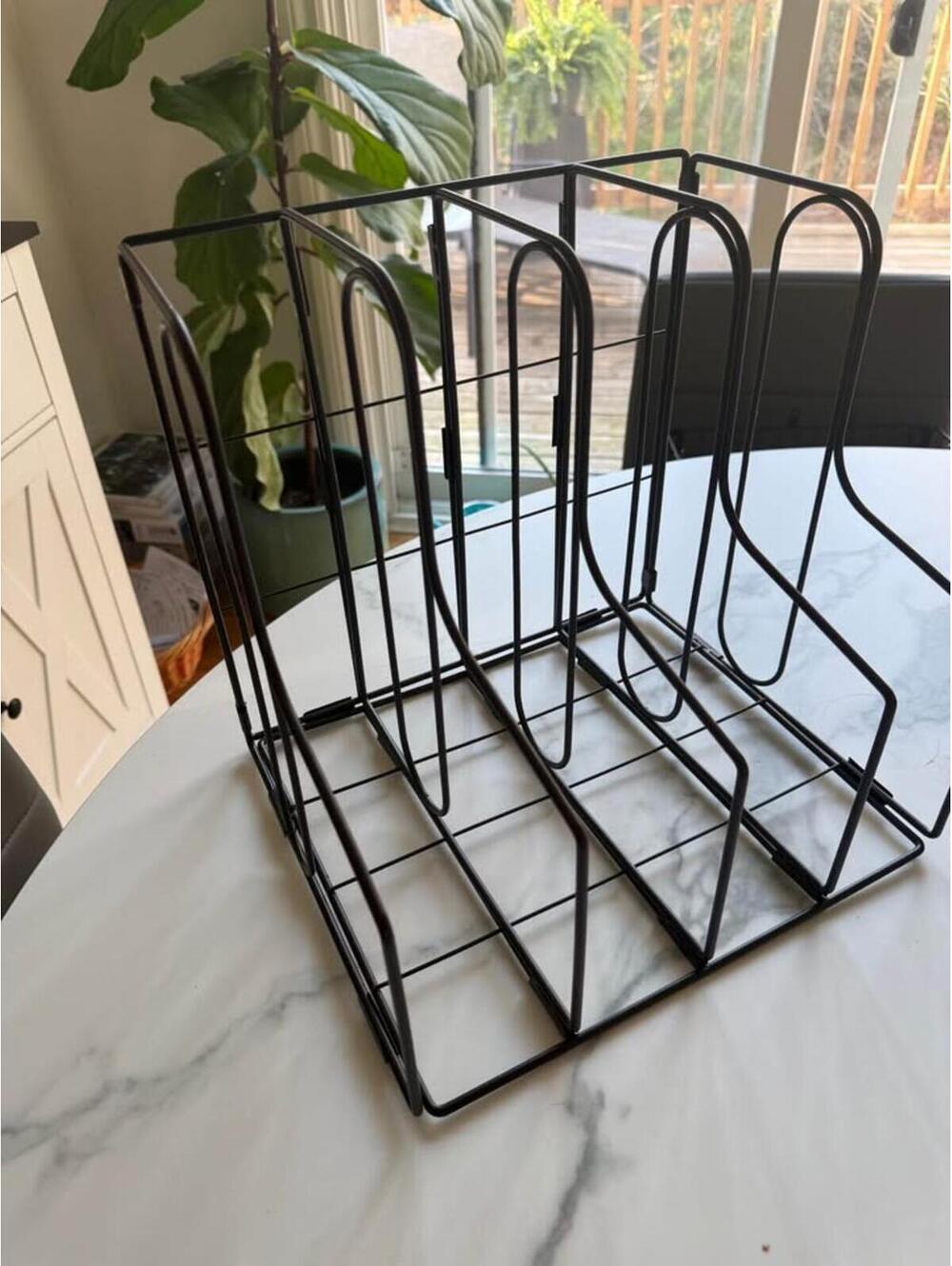 Black metal filing rack - file folders - office organizer